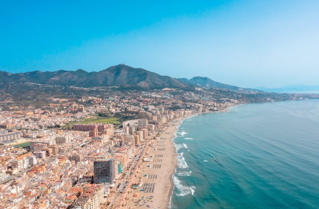 The Fuengirola beach and town from above